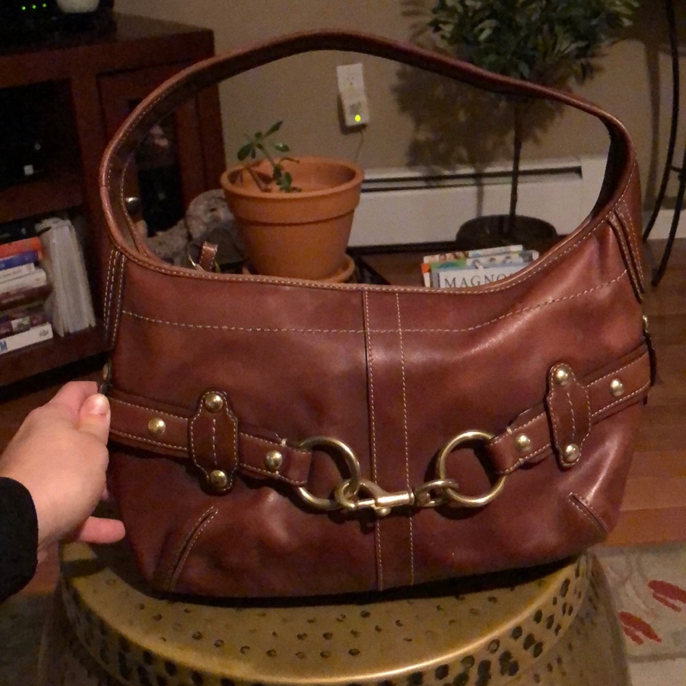 Coach East West shoulder bag Brown Leather